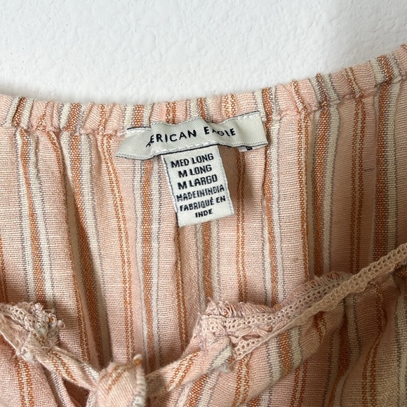 American Eagle Striped Cotton Linen Blend Romper – Size Medium Tall - Picture 5 of 10